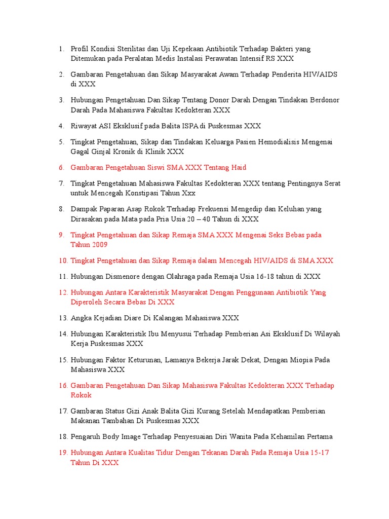 Skripsi Kedokteran Ide Judul Skripsi Universitas