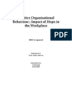 Positive Organisational Behaviour: Impact of Hope in The Workplace