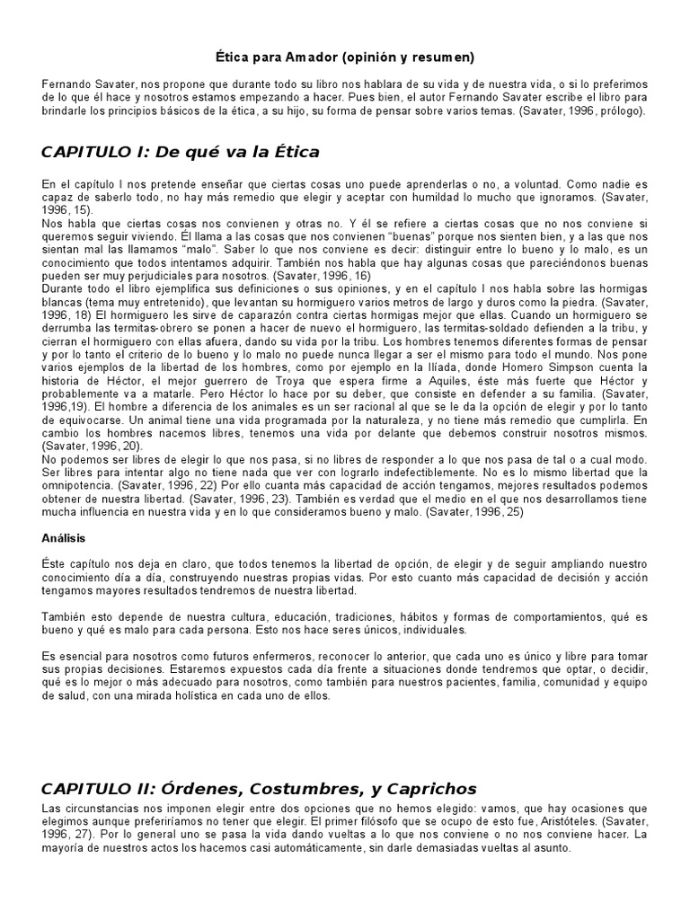 CAPITULO I De qué va la Ética Ética para Amador (opinión
