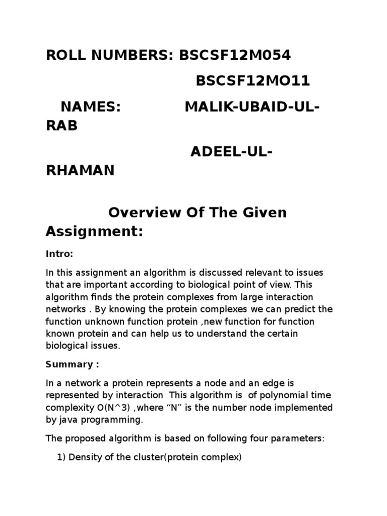 Protein Complex Detection Algorithm | PDF | Teaching Methods ...