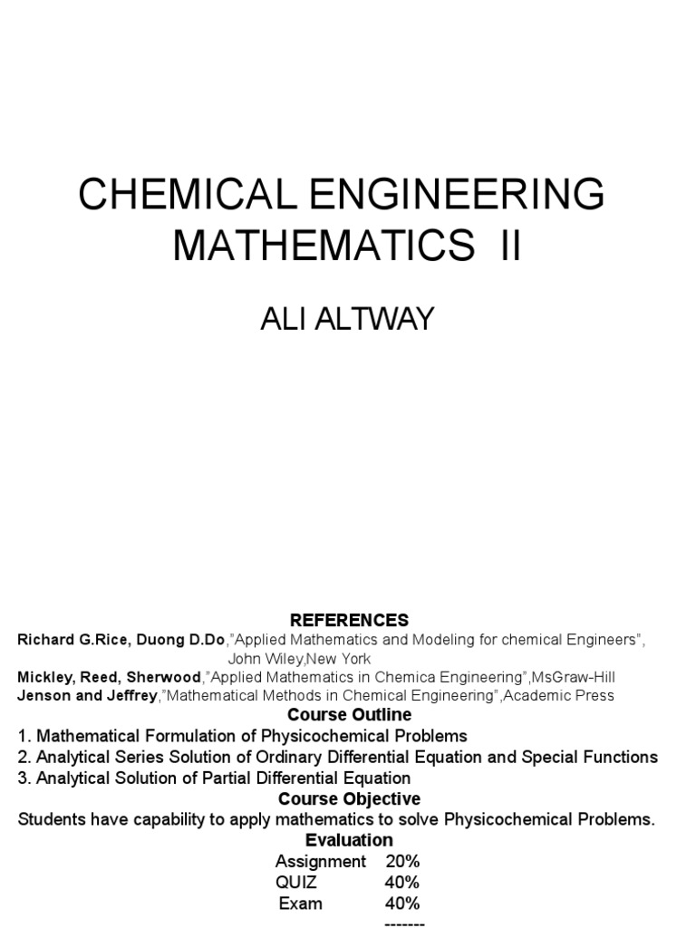 Chem Eng Math for Students | PDF | Partial Differential Equation ...