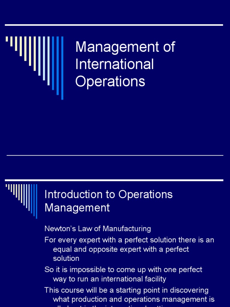Management of International Operations-Intro | PDF | Operations ...