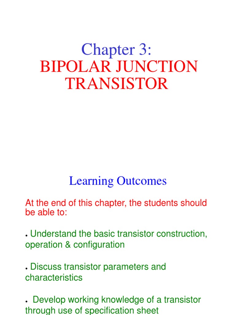 Chapter 3 Bipolar Junction Transistor PDF Bipolar Junction