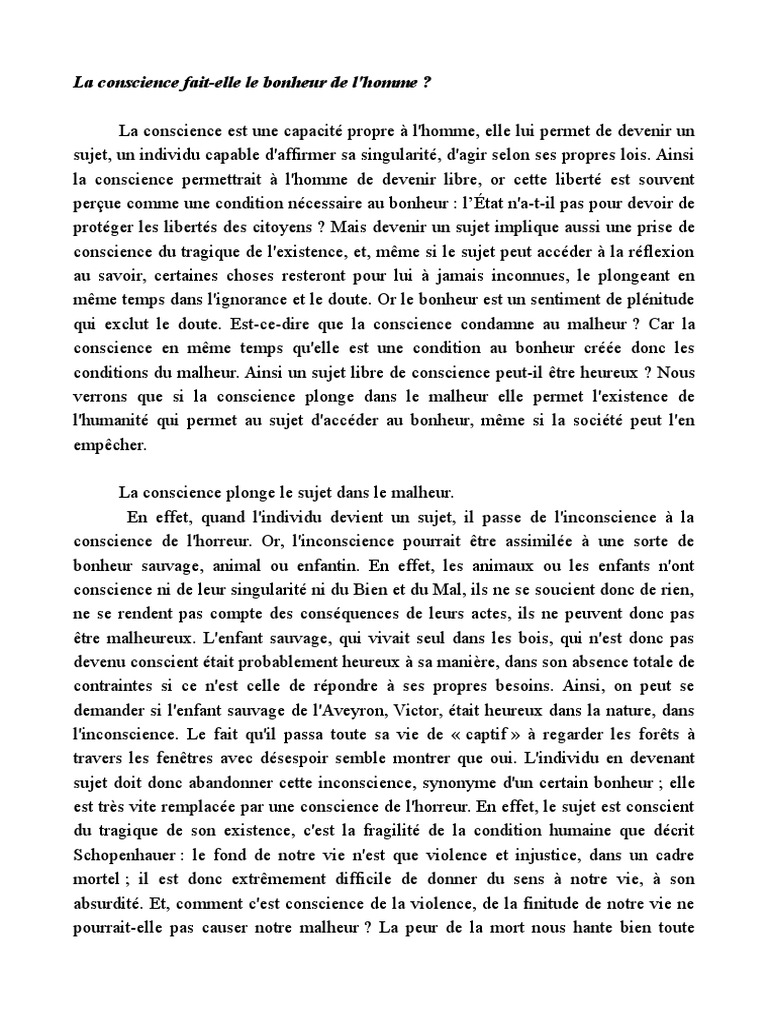 dissertation conscience bonheur