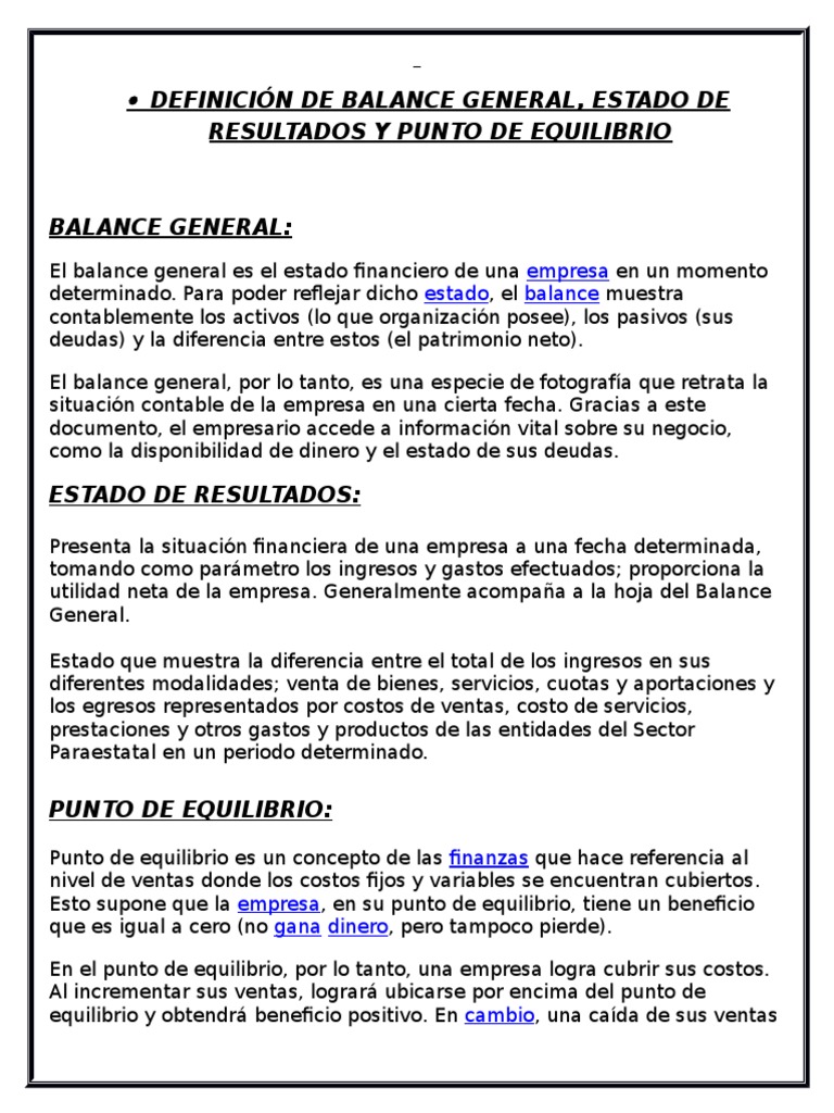 Significado De Balance General ¿Qué Significa El Concepto De