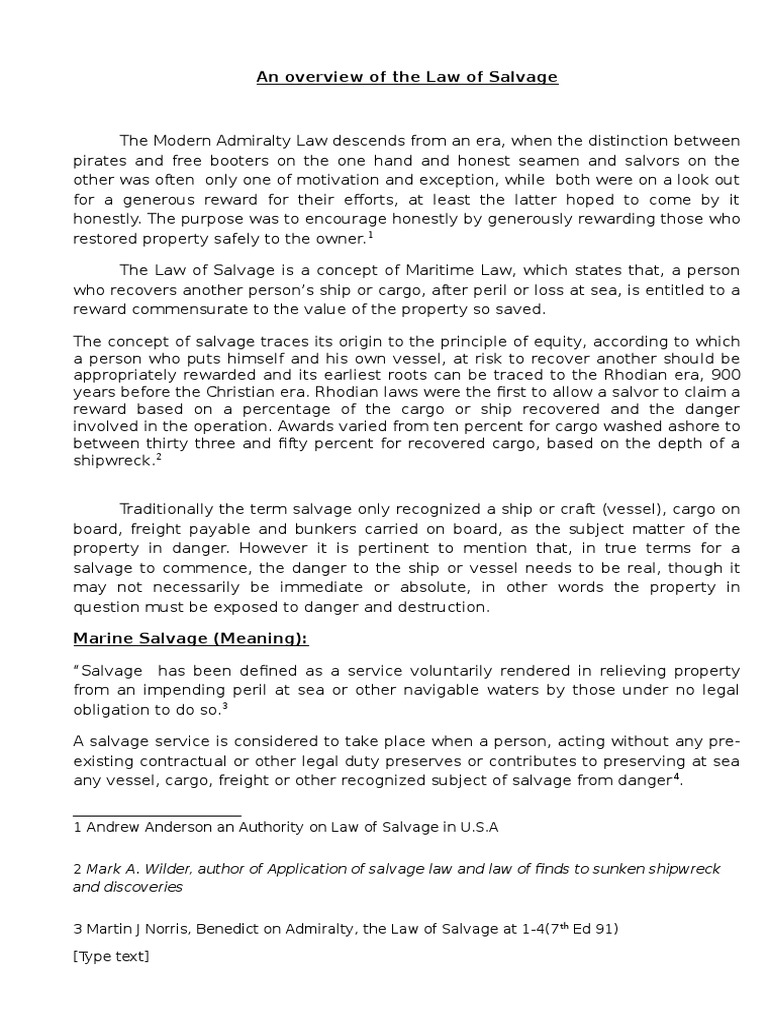 An Overview of The Law of Salvage (Aniket Datta) Download Free PDF
