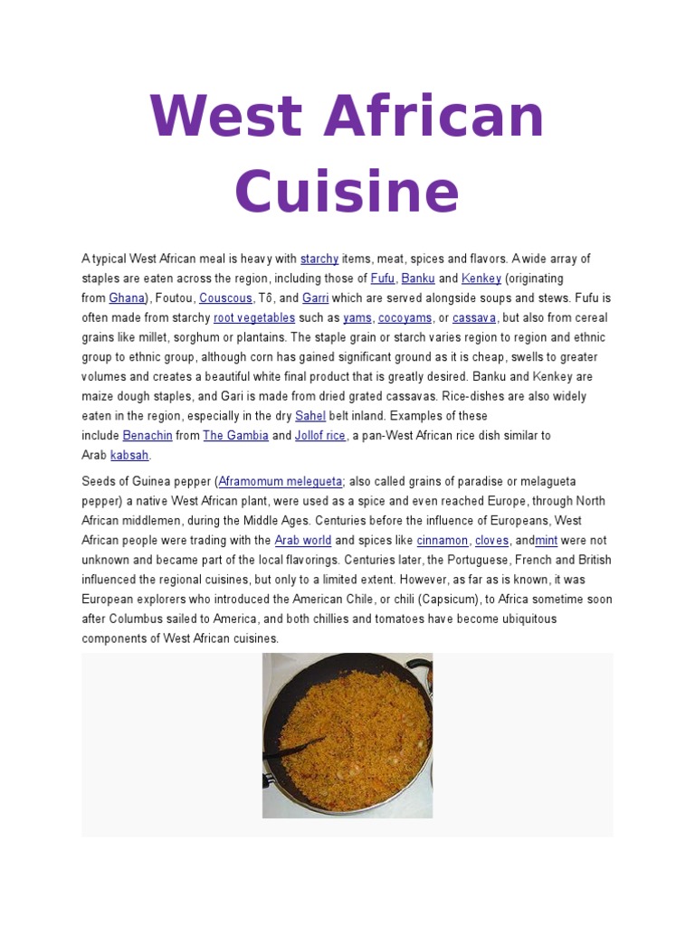 West African Cuisine | PDF | African Cuisine | Food And Drink Preparation