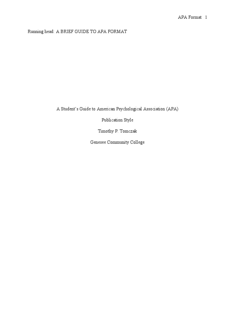 A Brief Guide To APA Format | PDF | Citation | Typefaces