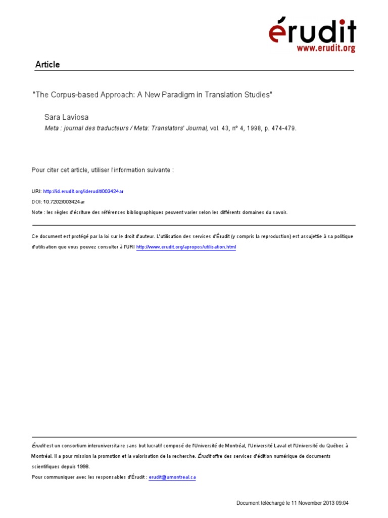 The Corpus-Based Approach | PDF | English Language | Translations