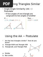 Chapter 7 - 3 - Proving Triangles Similar