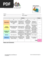 Download Writing Rubric TLE by TLE SN25658 doc pdf