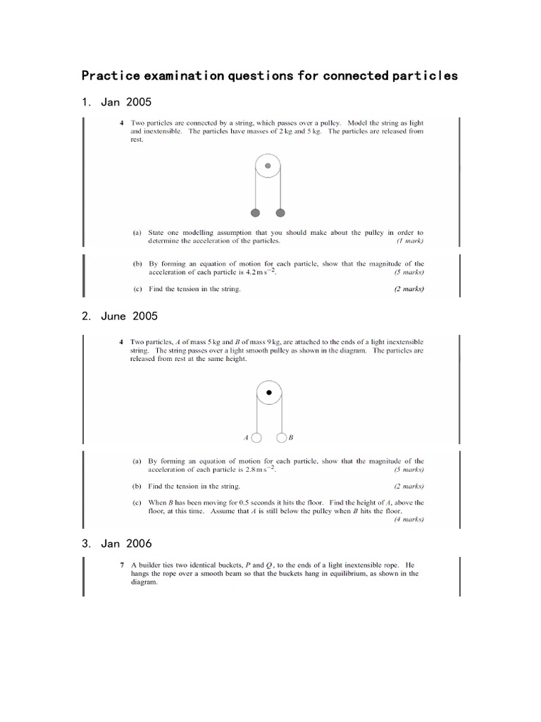 Practice Examination Questions For Connected Particles | PDF