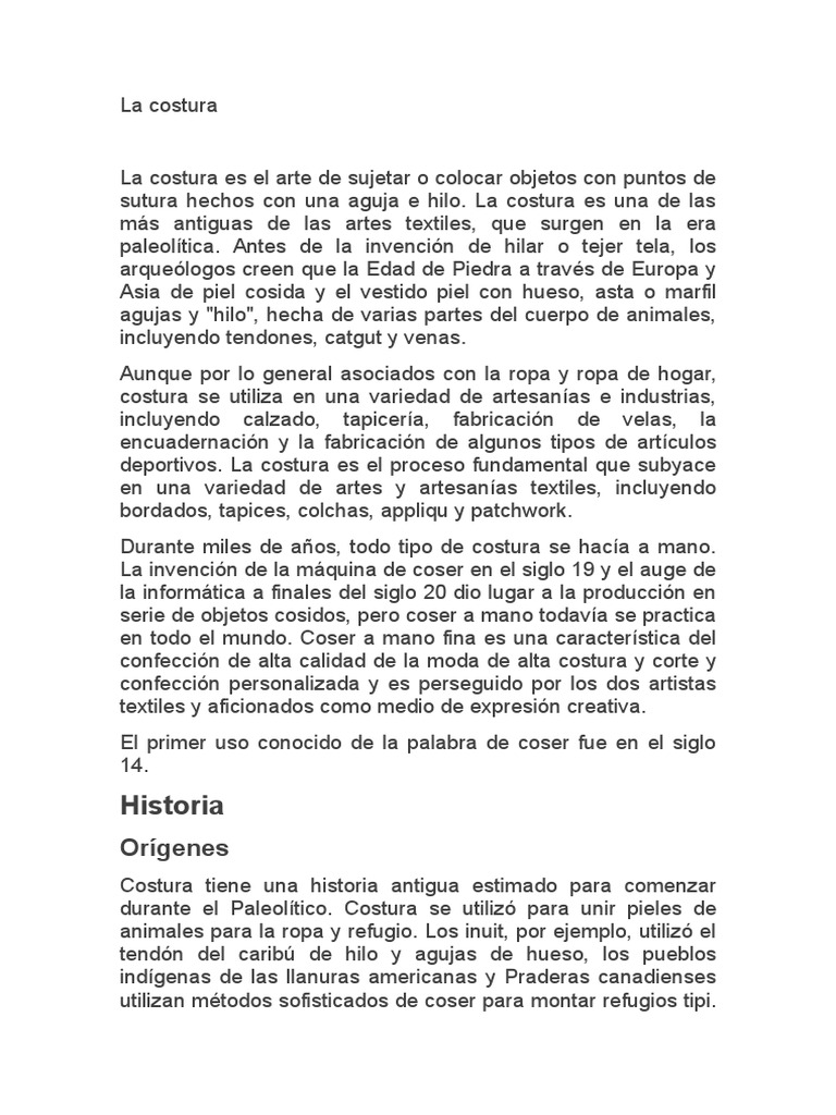 Historia y evolución de la costura | PDF | De coser | Ropa