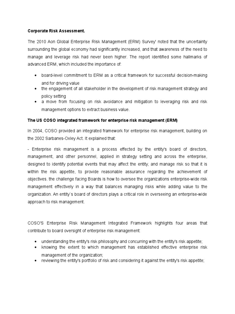 Corporate Risk Management Insights | PDF | Enterprise Risk Management ...