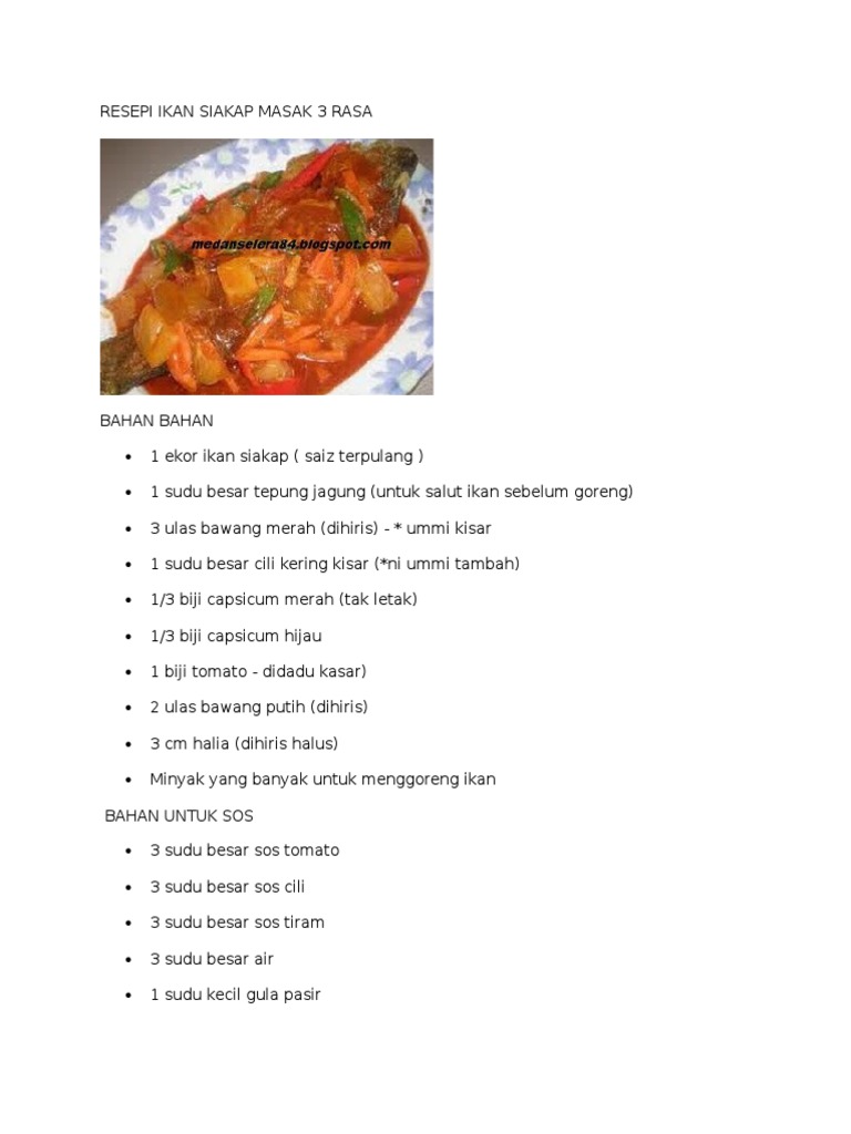 Resepi Ikan Siakap Masak 3 Rasa Pdf