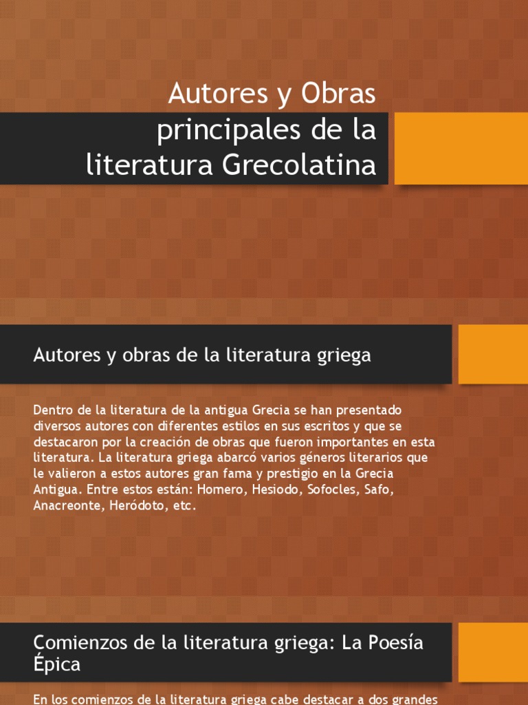 Autores y Obras Principales de La Literatura Grecolatina