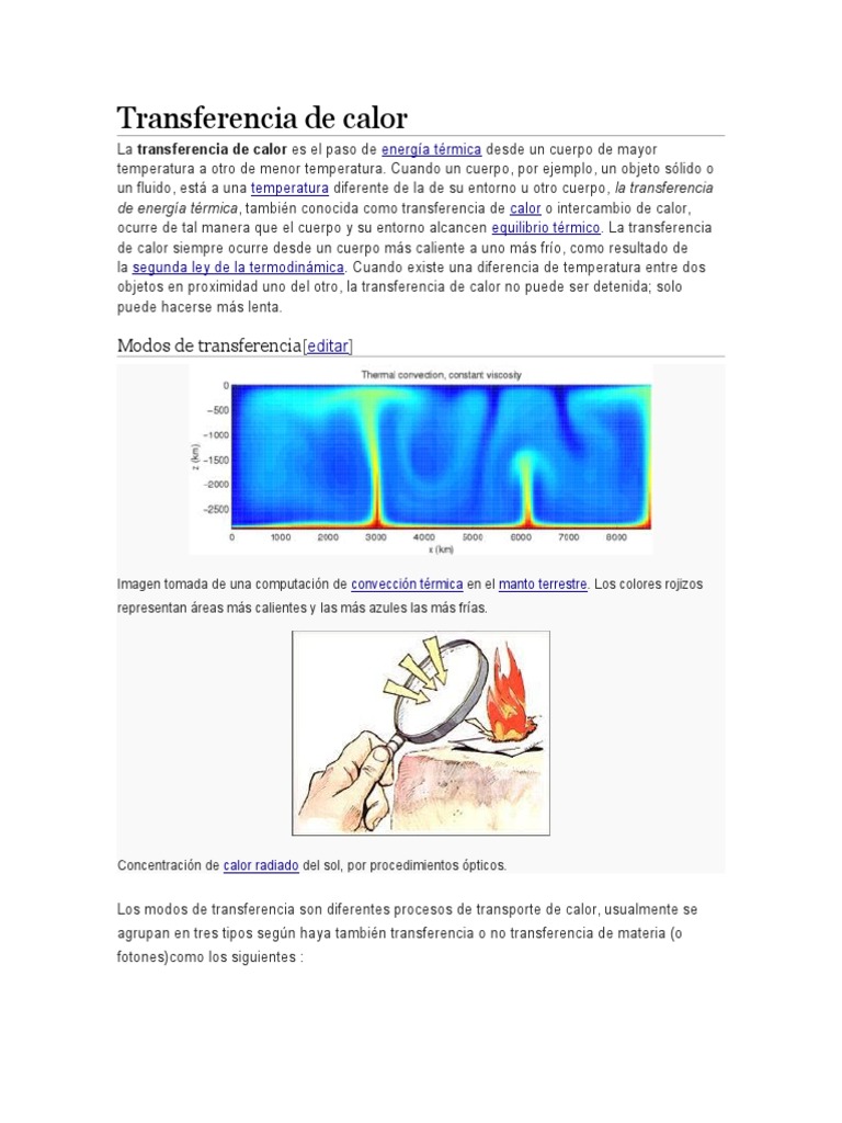 Concepto de Transferencia de Calor Transferencia de