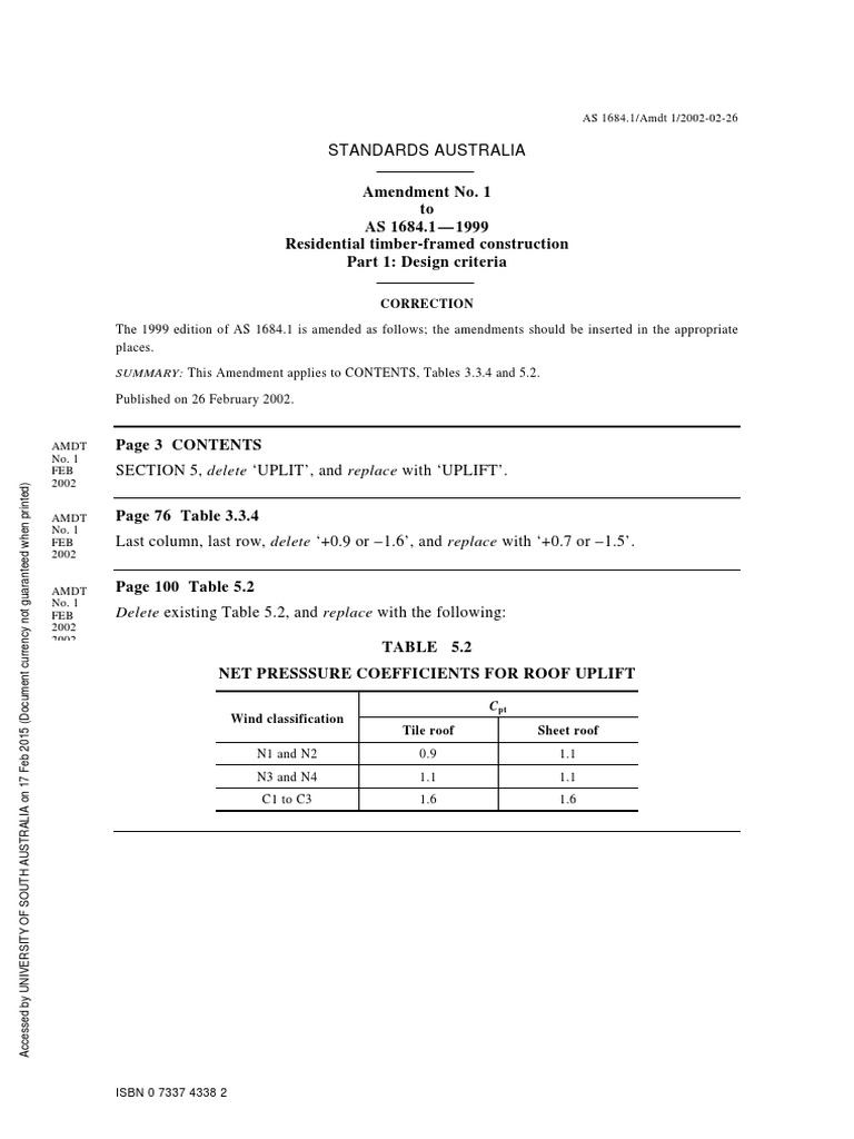 As 1684 1 1999 residential timber framed construction ammdtno 1 pdf