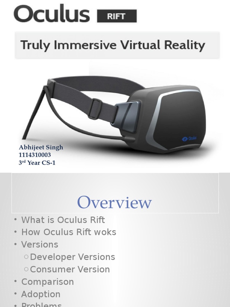 Oculus Rift: Overview and Analysis | PDF | Oculus Vr | Virtual Reality