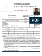 Cat 2014 Score Card: Common Admission Test (Cat) - 2014 Indian Institutes of Management