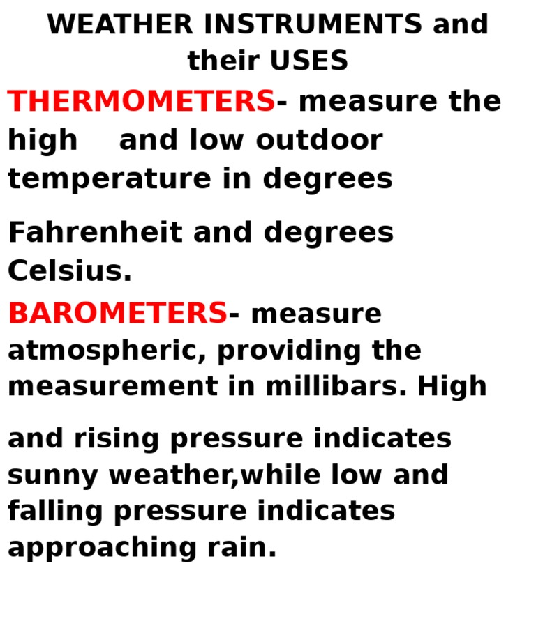WEATHER INSTRUMENTS and Their USES