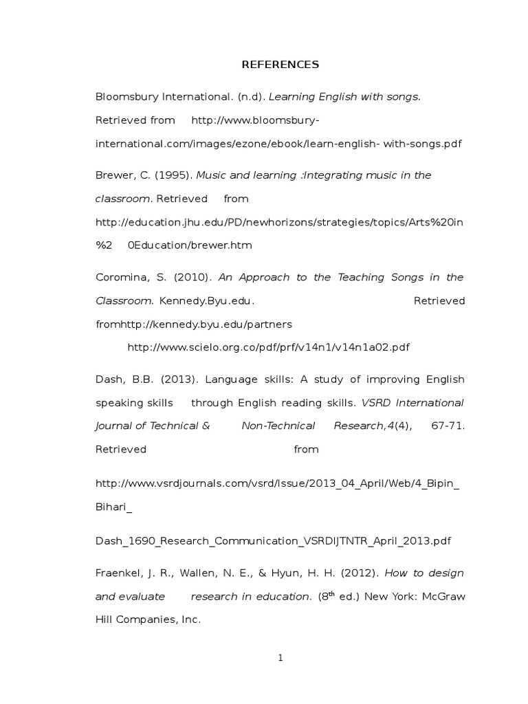 References Apa Style English As A Second Or Foreign