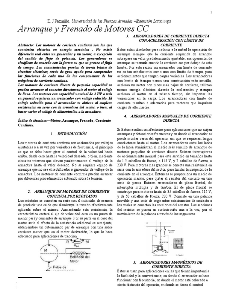 Arranque de Motores CC | PDF | Generador eléctrico | Corriente eléctrica