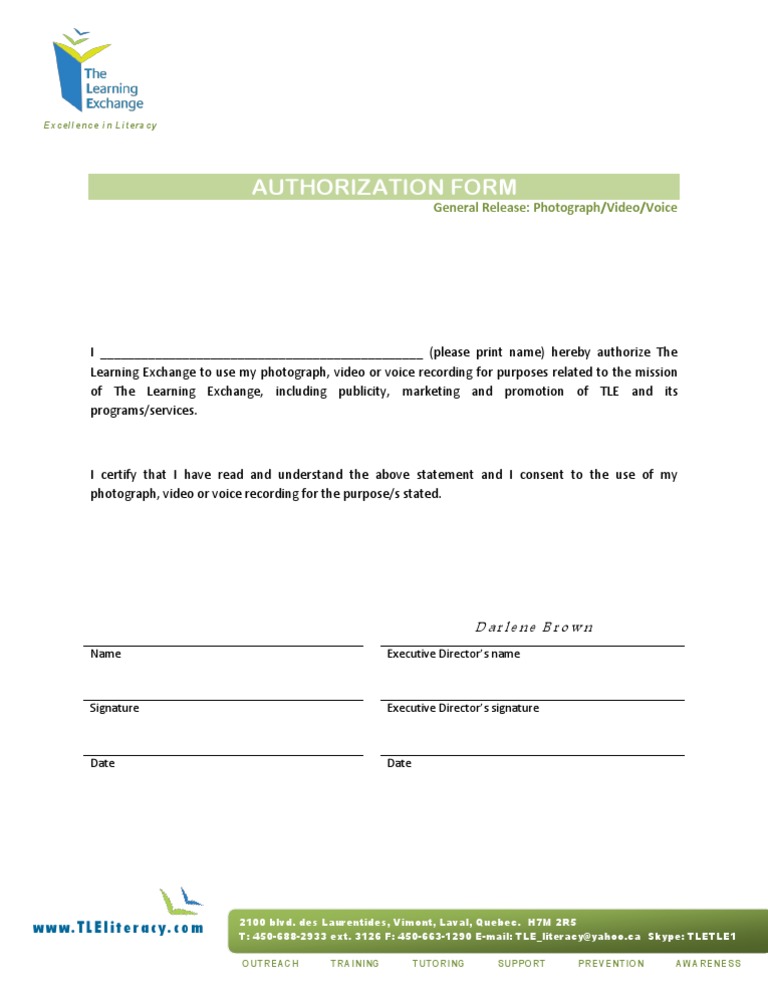 TLE General Authorization Form | PDF