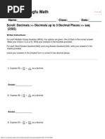 Singapore Math Worksheets Grade 4 Decimals