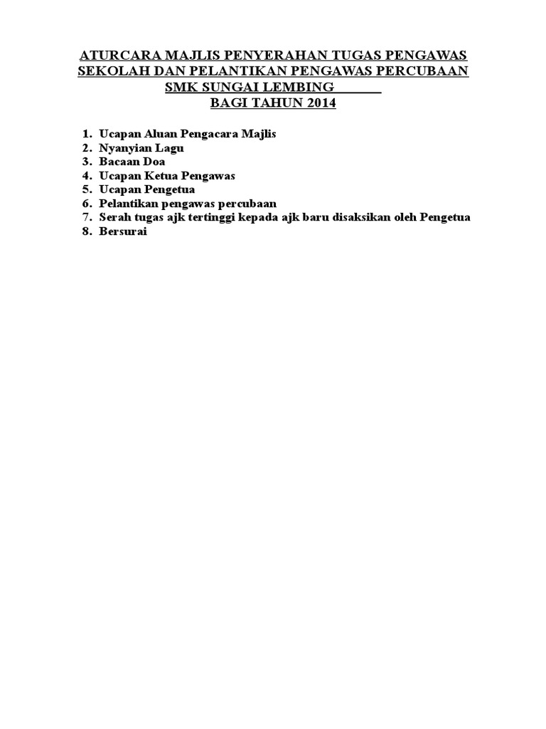 Mc Serah Tgas Pengawas Pdf
