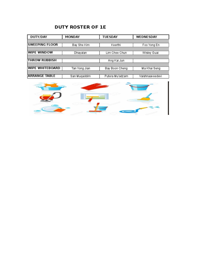 1E Duty Roster Schedule | PDF