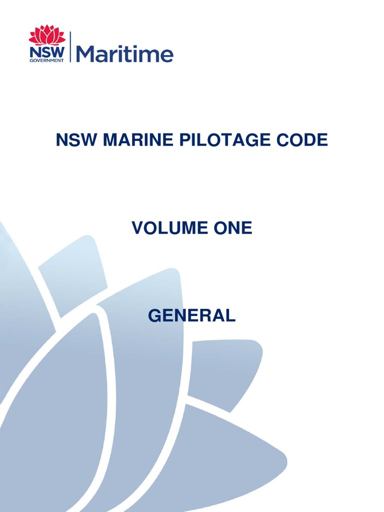 Aus NSW Marine Pilotage Code Vol 1 2011 Maritime Pilot Safety