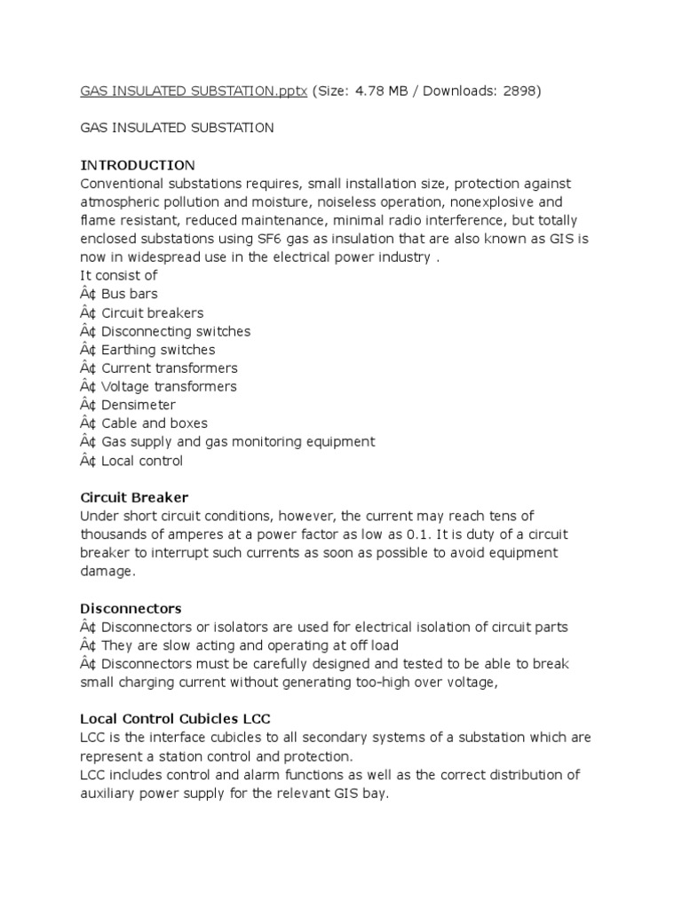 Overview of Gas Insulated Substations | PDF | Electrical Substation ...