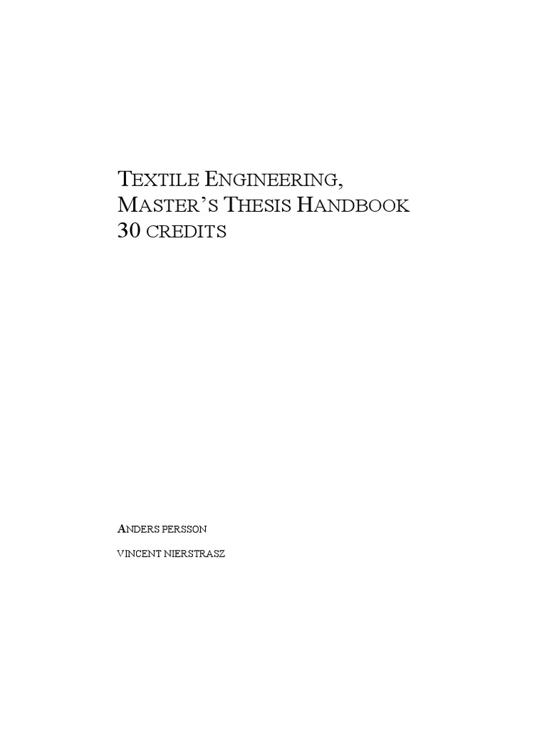 Textile Engineering - Masters Thesis Handbook | PDF | Thesis ...