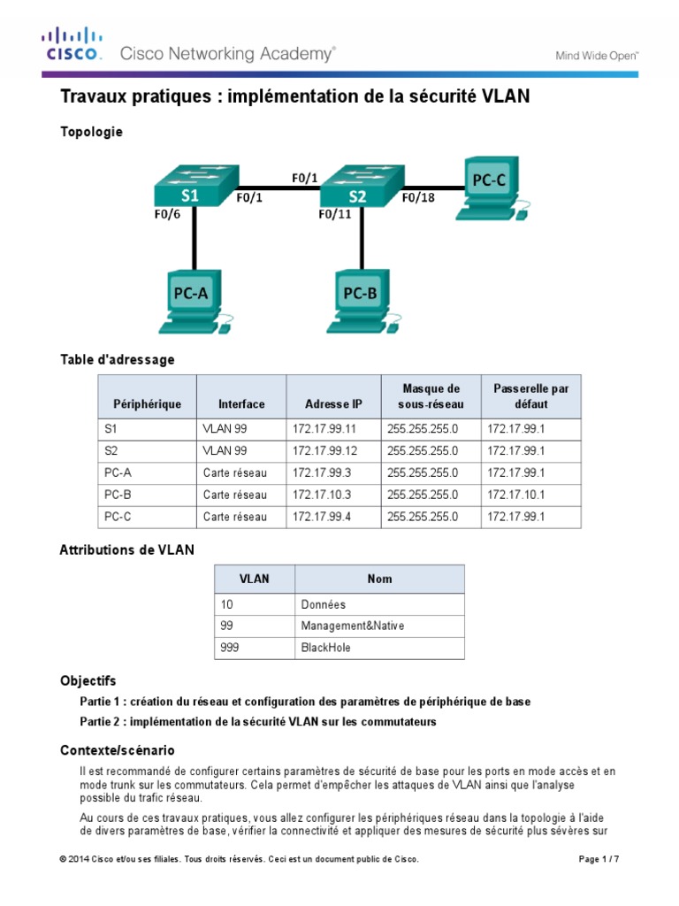 3.3.2.2 Lab - Implementing VLAN Security | PDF | Terminal informatique ...