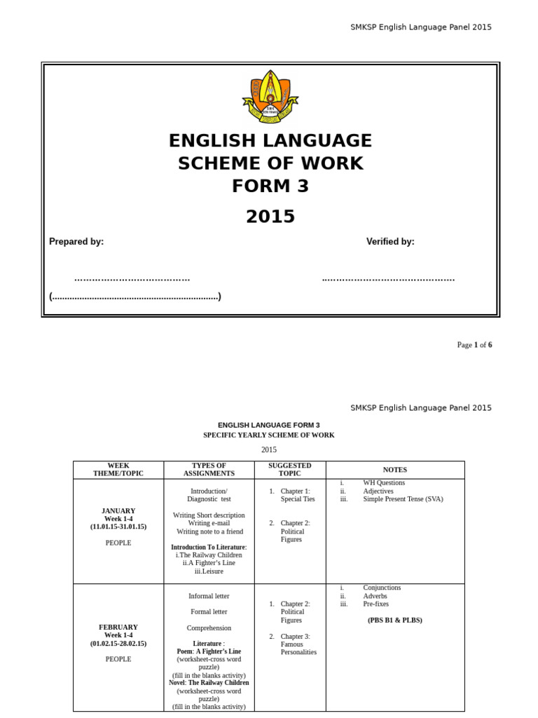 English Rpt Form 3 | English Language | Verb