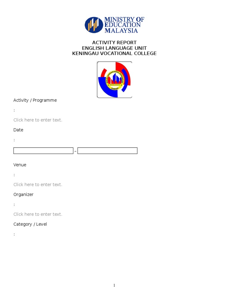 Keningau Vocational College Activity Report | PDF | Social Science ...