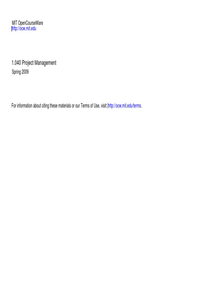 MIT Project Management Course | PDF