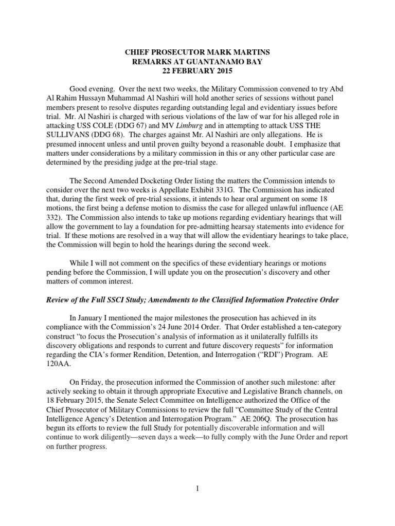 Statement of The Chief Prosecutor 22 February 2015 | PDF | Prosecutor ...