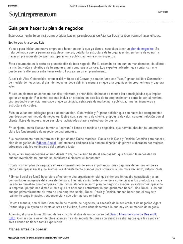 Guía Completa para Plan de Negocios | PDF | Marketing | Mercado (economía)