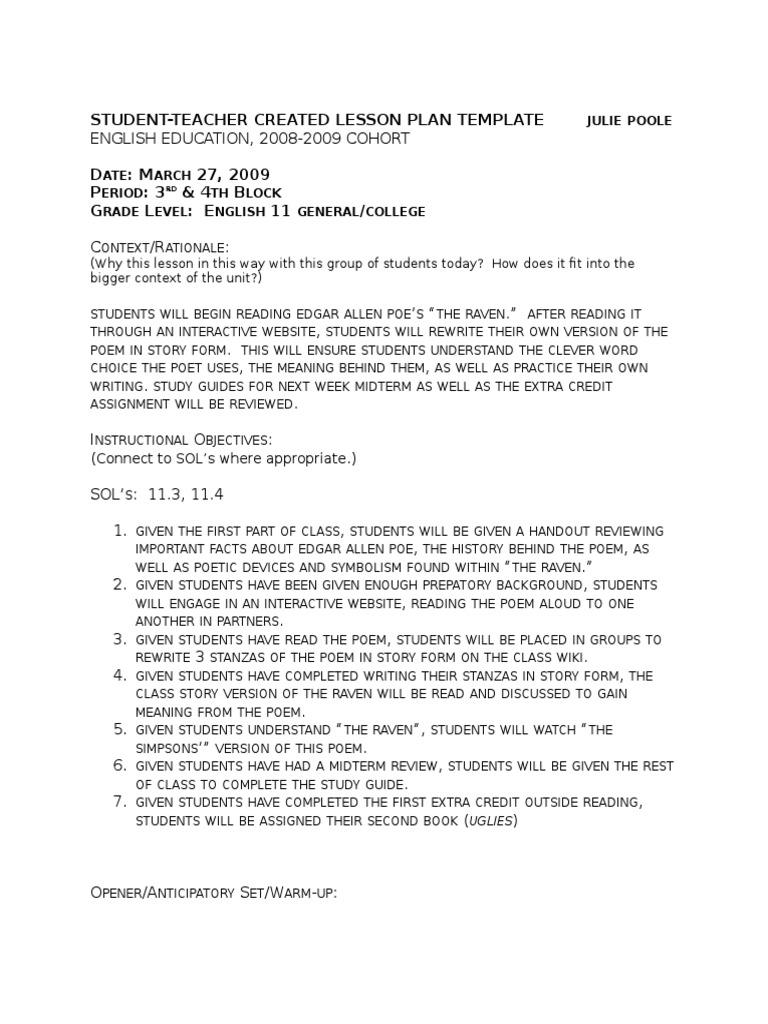 Interactive+Raven+Lesson+Plan | The Raven | Poetry