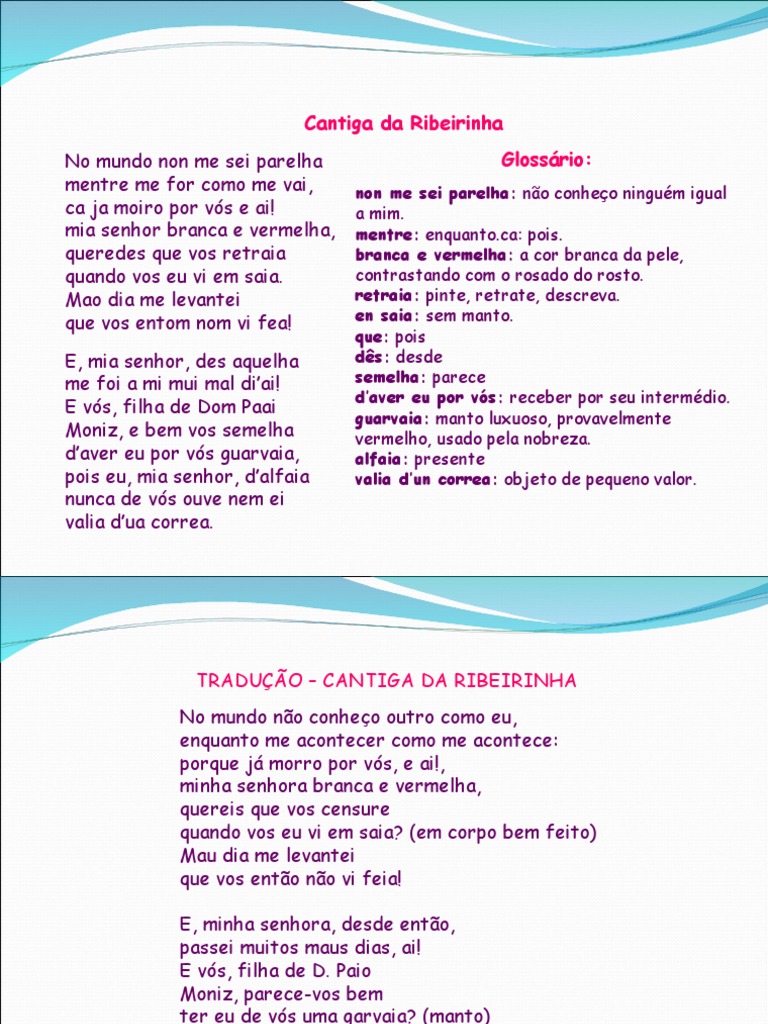 Cantiga da Ribeirinha: Análise e Tradução | PDF