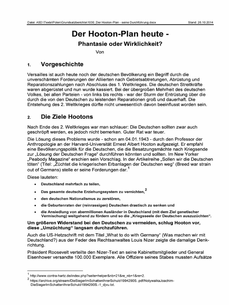 Der Hooton Plan | PDF