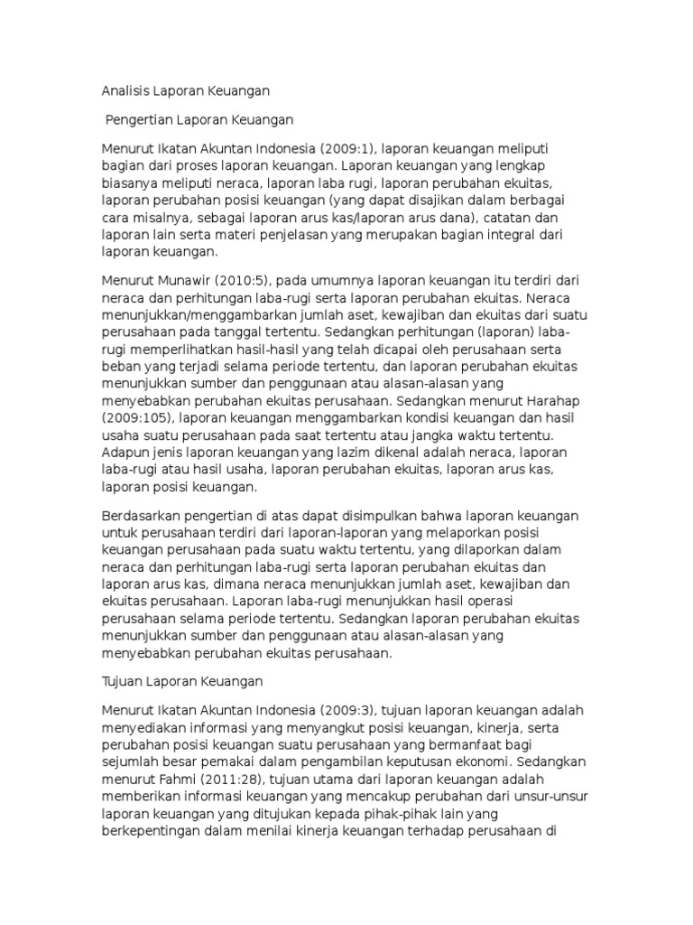 Laporan Keuangan Menurut Para Ahli