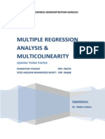 MULTIPLE REGRESSION ANALYSIS & MULTICOLINEARITY by Humayun Yousaf - Hassaan Wasti