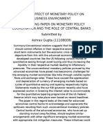 Project-Effect of Monetary Policy On Business Environment Imf Working Paper On Monetary Policy Coordination and The Role of Central Banks Submitted by Ashrav Gupta (11108009)