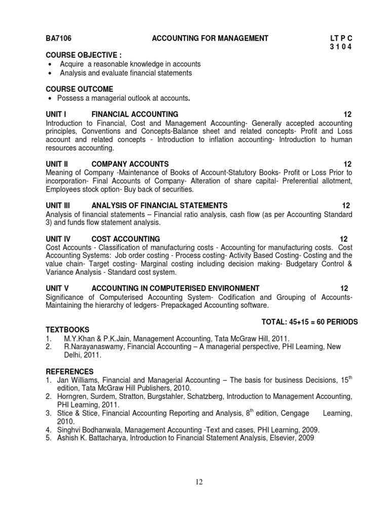 Syllabus Accounting - 