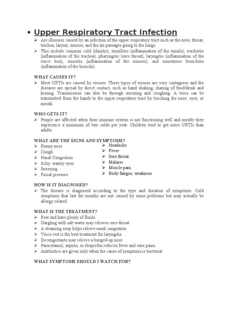 Upper Respiratory Infection Guide | PDF | Common Cold | Pulmonology