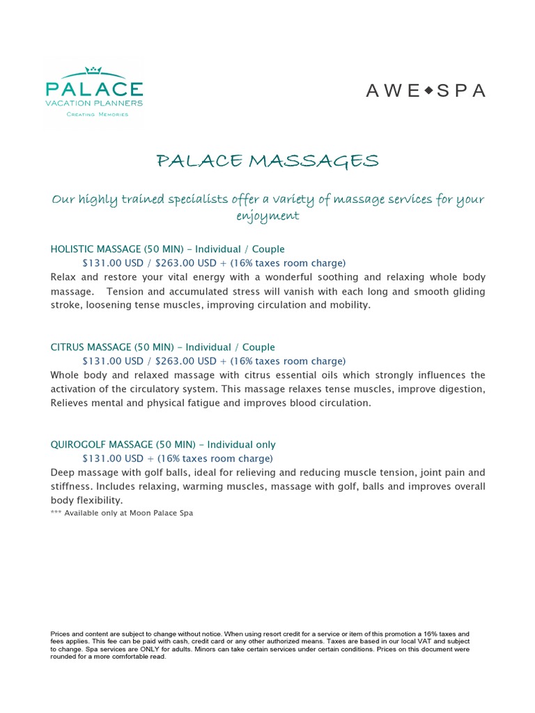 Spa Menu With Descriptions 2015 Massage Spa Free 30day Trial