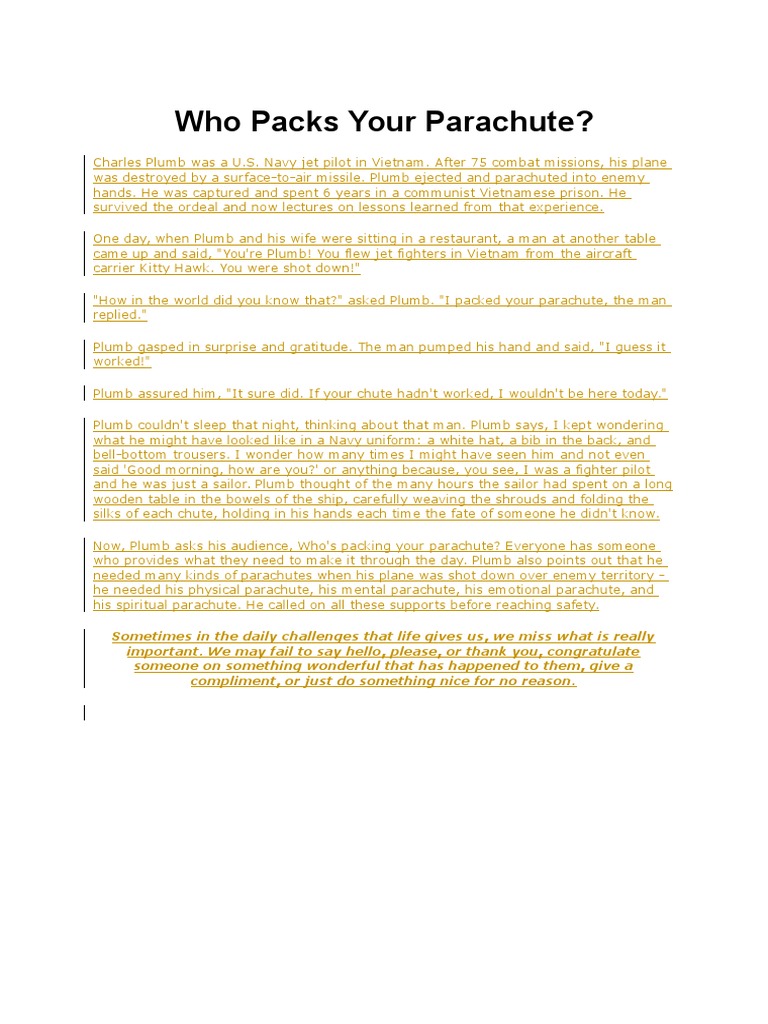 Who Packs Your Parachute PDF